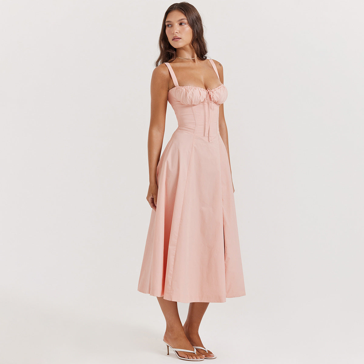 Adjustable Strap A-Line Slit Summer Dress