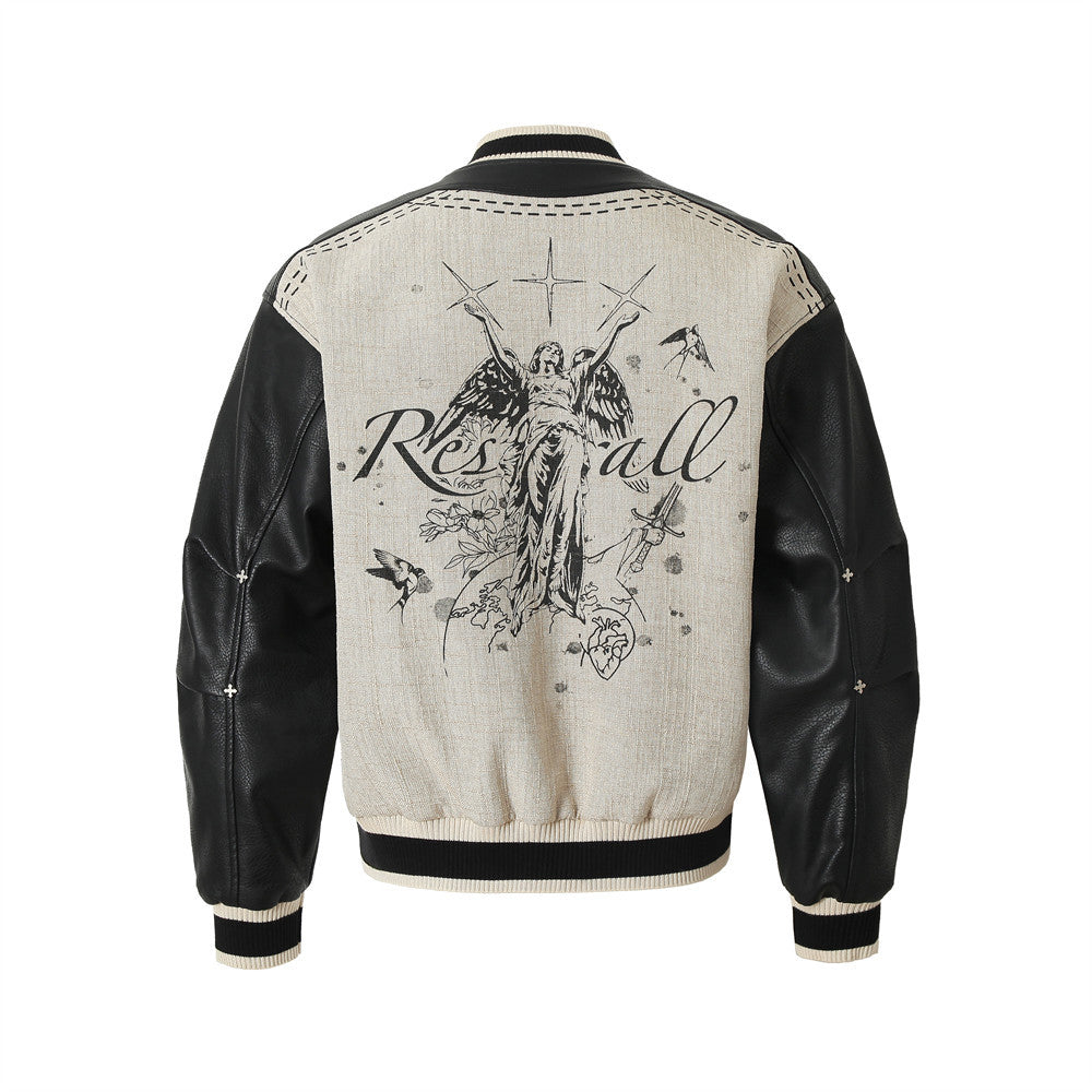 Men's Retro Angel Wings Baseball Jacket