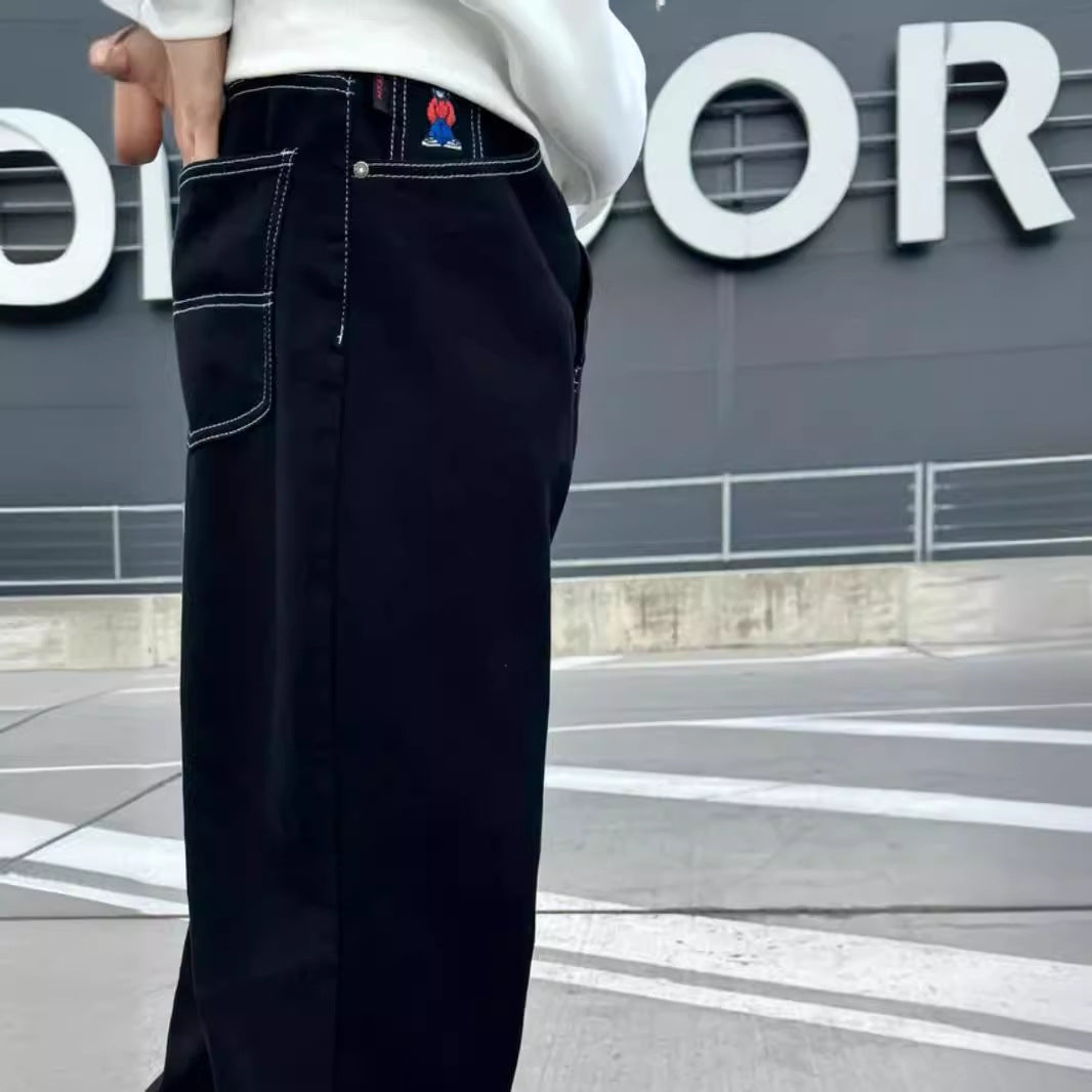 Loose Embroidered Denim Pants