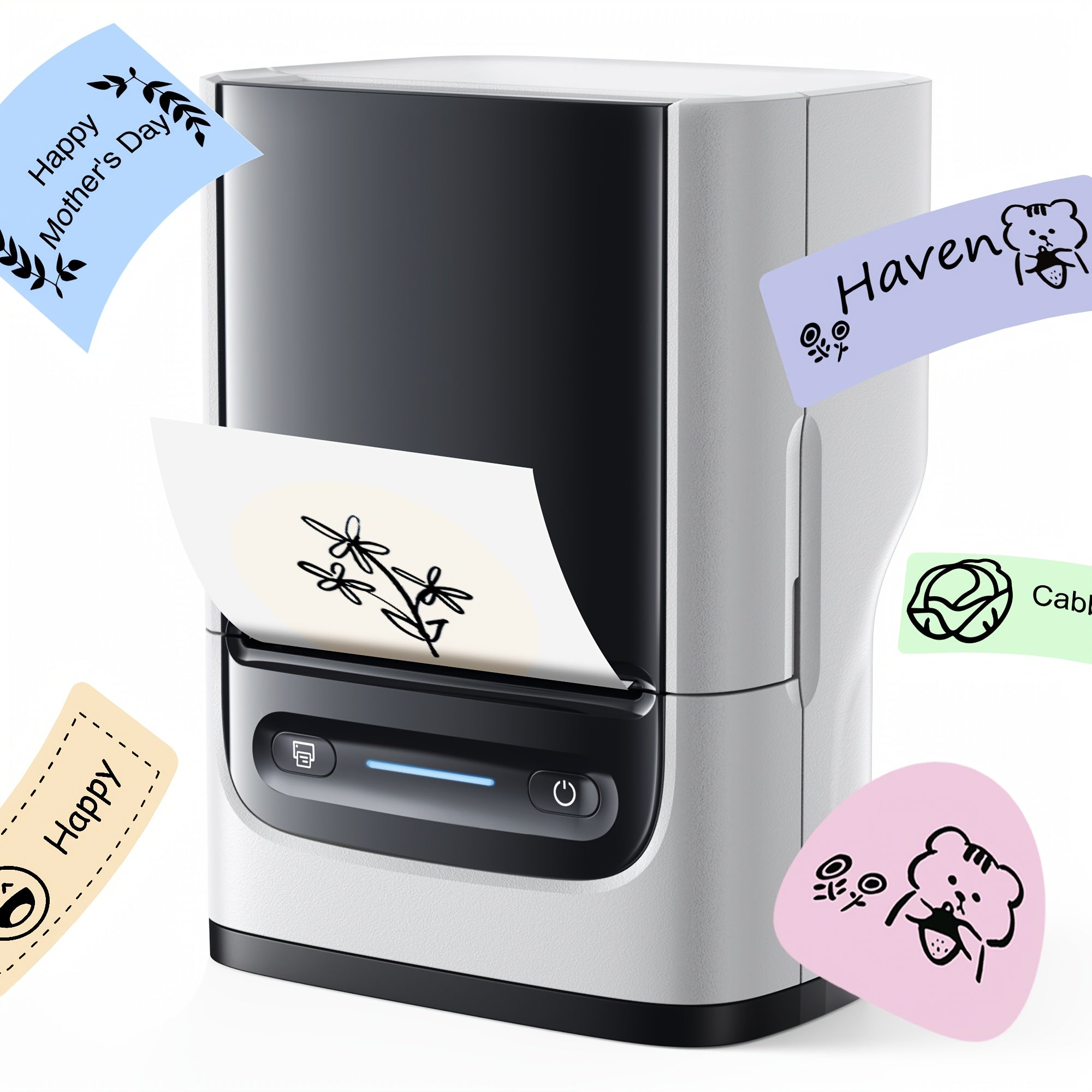P31S Label Maker Machine with Tape, Portable Thermal Printer, Portable Label Printer for Organizing Storage Office Home, Sticker Maker Mini Label Maker with Multiple Templates, White
