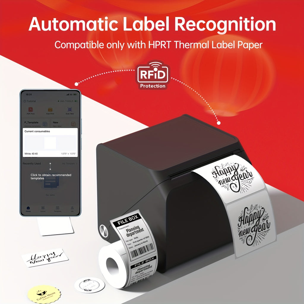 [Portable Label Printer] Portable Label Printer, Inkless Thermal Compact Printer | Connects to Smartphones And Computers, Suitable for Home, Office, Factory, Warehouse, Can Paste Express Face Sheets