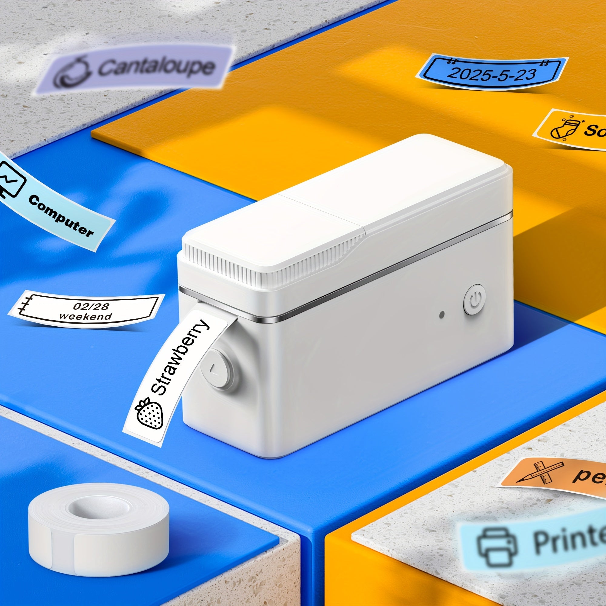 P31S Label Maker Machine with Tape, Portable Thermal Printer, Portable Label Printer for Organizing Storage Office Home, Sticker Maker Mini Label Maker with Multiple Templates, White