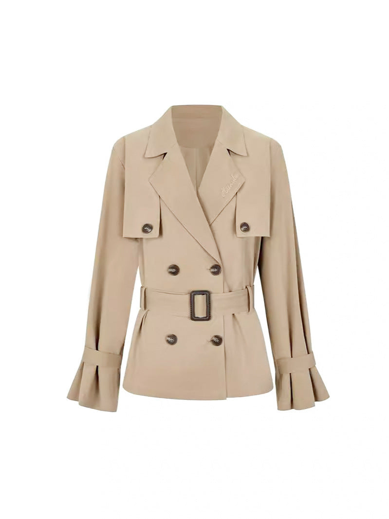 Slim Double-Breasted Long Trench Coat