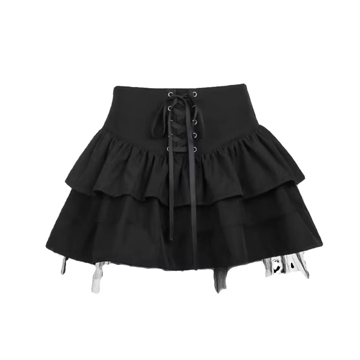 Punk Lace-up Puff Skirt Women's High Waist Short